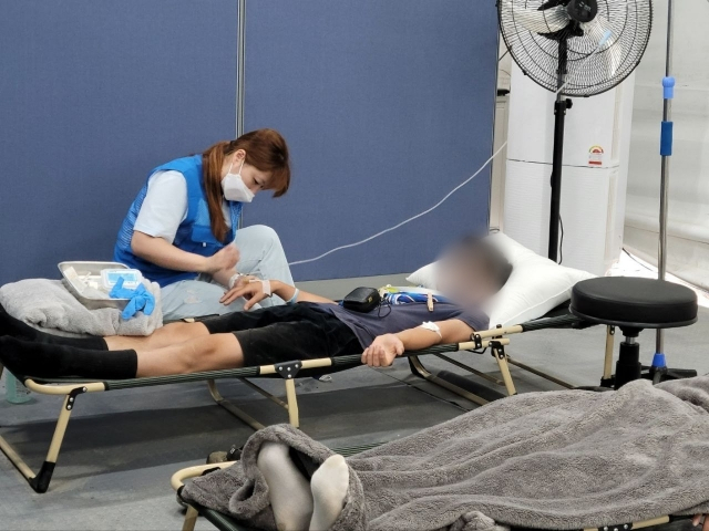 2023 새만금 제25회 세계스카우트잼버리에서 의료봉사에 나선 삼성 의료지원단의 모습. [삼성전자 제공]