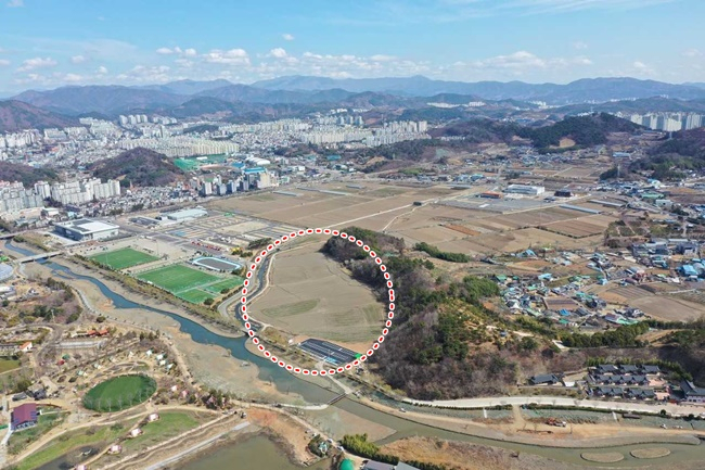 순천시 생활쓰레기 폐기물처리시설이 들어설 예정인 해룡면 일대(동그라미 원안).