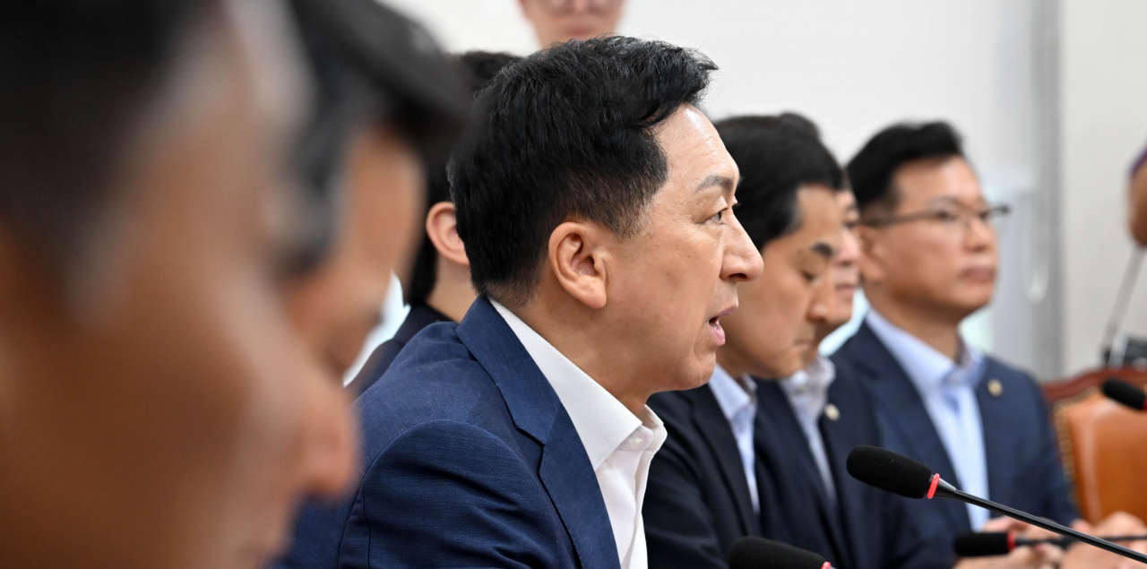 김기현 국민의힘 대표가 7일 오전 서울 여의도 국회에서 열린 최고위원회의에서 발언하고 있다. 이상섭 기자