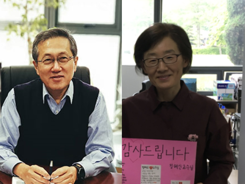 부부 사이인 알테오젠 박순재 대표(왼쪽), 정혜신 사내이사 [출처 알테오젠, 한남대 홈페이지]