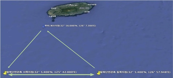 해양글라이더 관측시험 좌표 및 관측경로. [기상청 제공]
