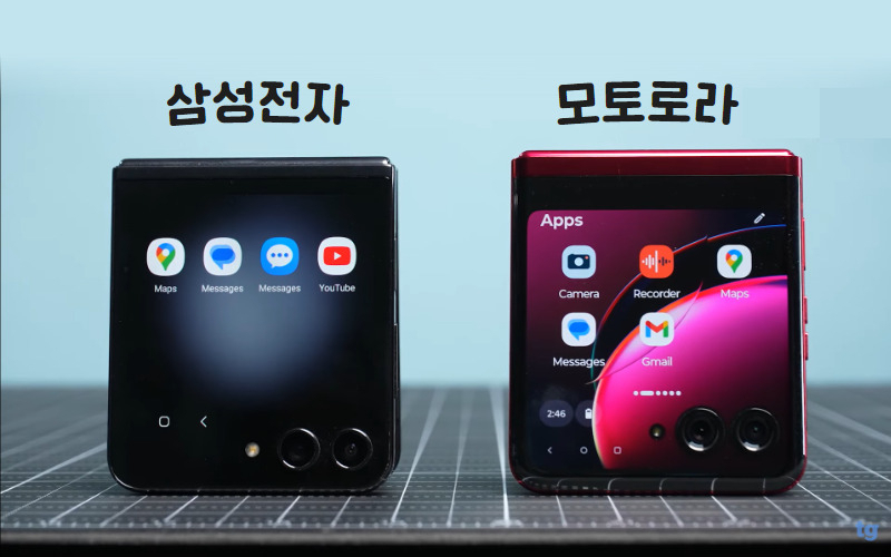 삼성전자의 ‘갤럭시 Z플립 5’와 모토로라의 ‘레이저 40 울트라’. [유튜브 ‘Tom’s Guide’]