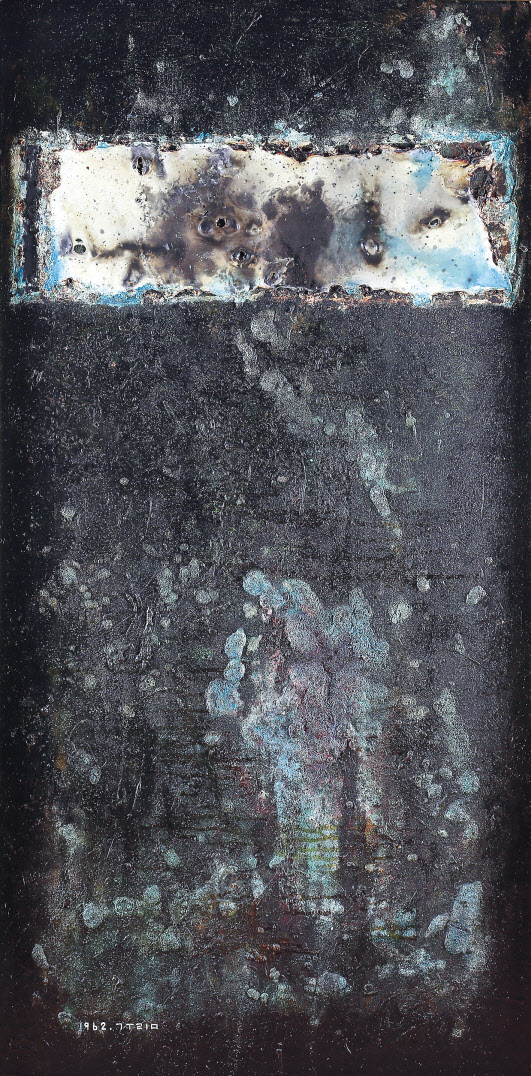 김구림, 핵 1-62, 패널에 비닐, 유채, 181.5&times;91cm, 1962