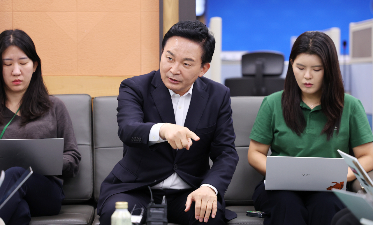 원희룡 국토교통부 장관이 28일 오전 세종시 정부세종청사에서 열린 출입기자단 간담회에서 발언하고 있다. [연합]