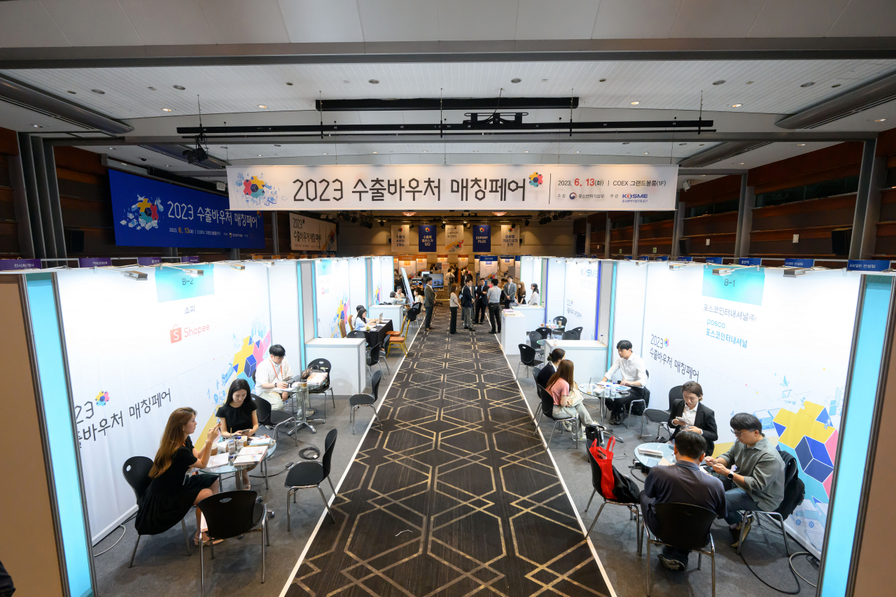 지난 6월 열린 ‘2023 수출바우처 매칭페어’에 참가한 포스코인터내셔널 부스의 모습 [포스코인터 제공]