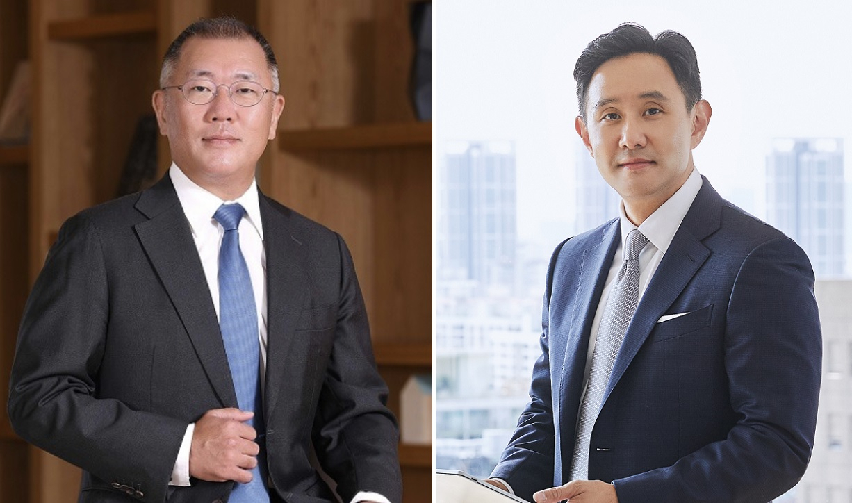 정의선(왼쪽) 현대차그룹 회장과 최윤범 고려아연 회장 [현대차그룹·고려아연 제공]