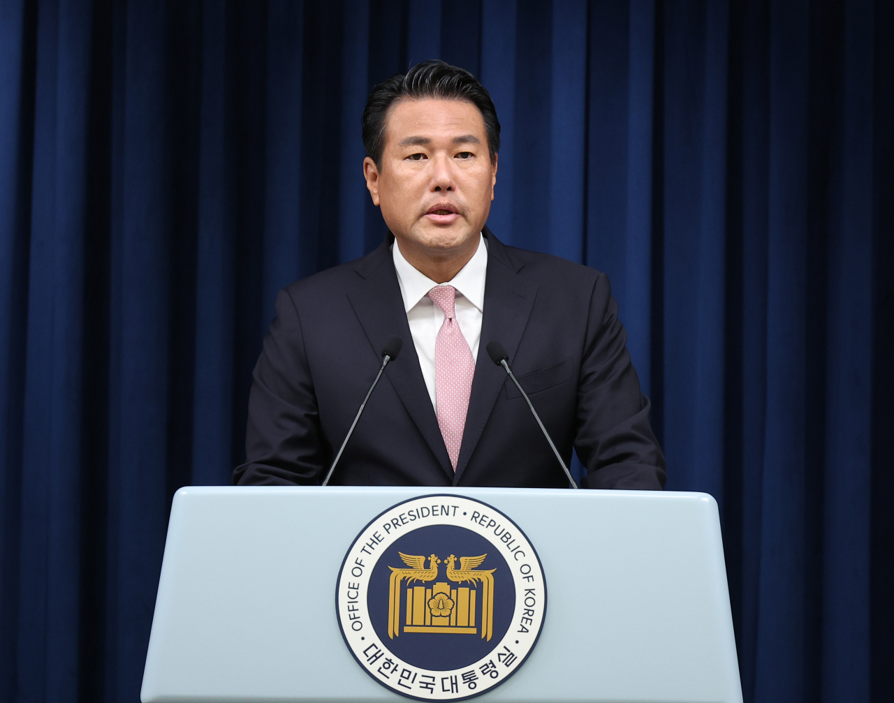 김태효 국가안보실 제1차장이 31일 서울 용산 대통령실 청사에서 윤석열 대통령의 인도네시아, 인도 순방 관련 브리핑을 하고 있다. [연합]