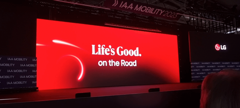 4일 독일 뮌헨에서 열린 ‘IAA 모빌리티 2023’의 LG전자 프레스콘퍼런스 [LG전자 제공]