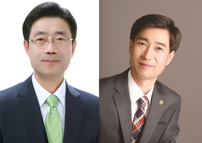 정인화 광양시장(왼쪽)과 서영배 광양시의회 의장.