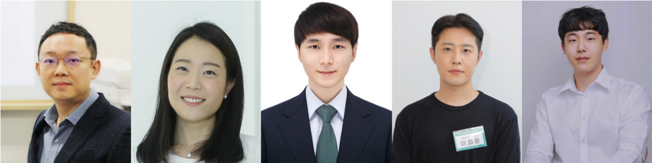 김대훈(왼쪽부터) DGIST 교수, 송진영 DGIST 교수, 김도국 인하대 교수, 이희준 빅웨이브아이 대표, 남명진 유니바 대표.[DGIST 제공]