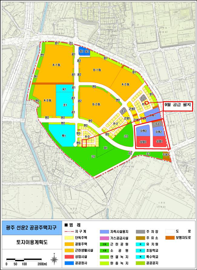 광주 선운2 공공주택지구 토지이용계획도[LH 광주전남지역본부 제공]