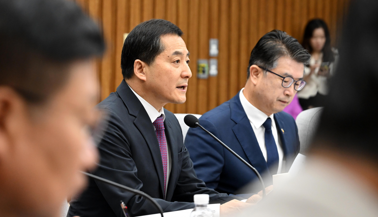 박대출 국민의힘 정책위의장이 지난 12일 오전 서울 여의도 국회에서 열린 ‘교원 대상 무분별한 아동학대 신고에 대응한 아동학대처벌법 개정 관련 당정협의회’에 모두발언을 하고 있다. 이상섭 기자