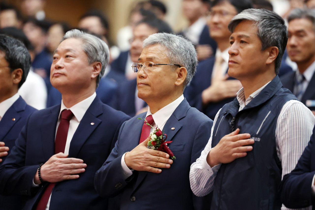 20일 오전 전남 나주시 빛가람동 한국전력 본사에서 김동철 신임 사장 취임식이 열리고 있다.[연합]