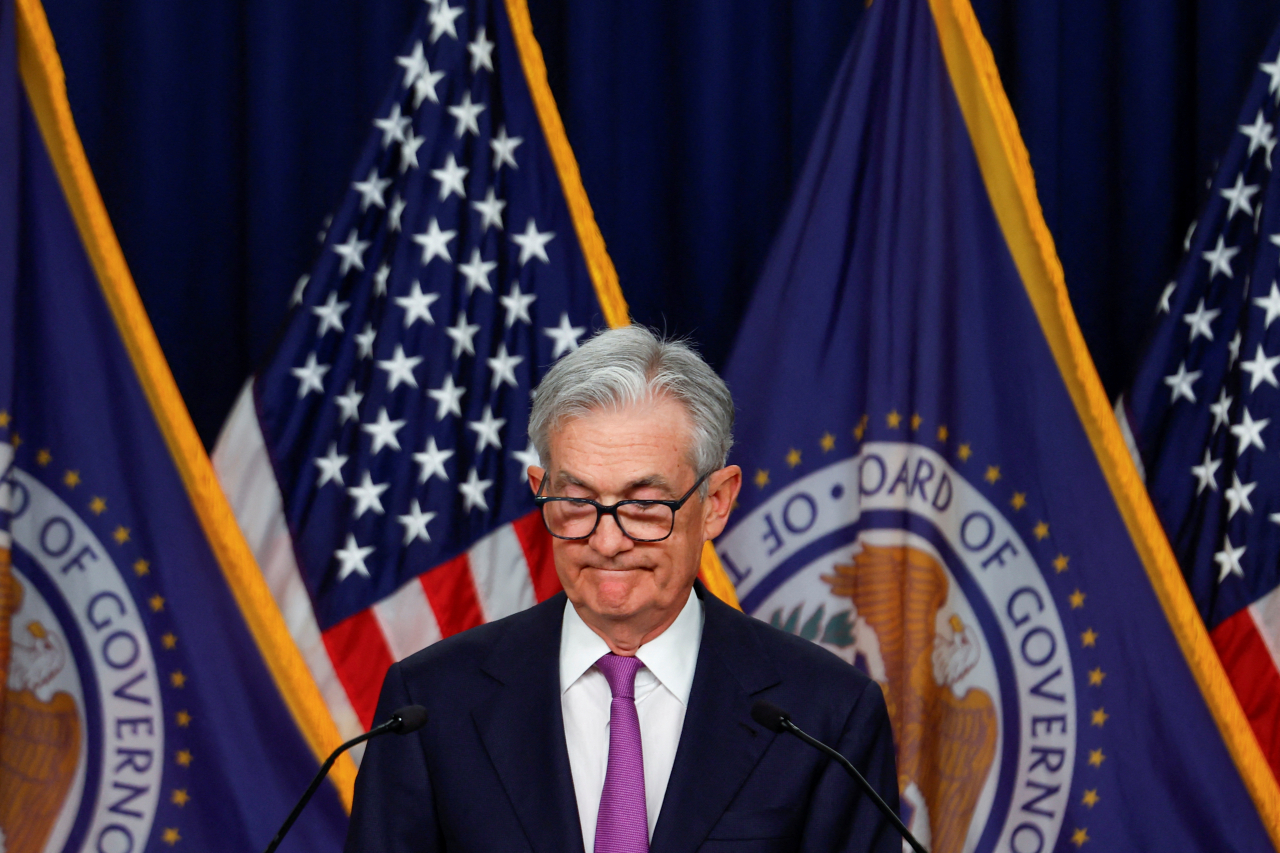 제롬 파월 미 연방준비제도 의장이 지난 20일 연방공개시장위원회(FOMC) 정례회의 후 기자회견을 하고 있다. [로이터]