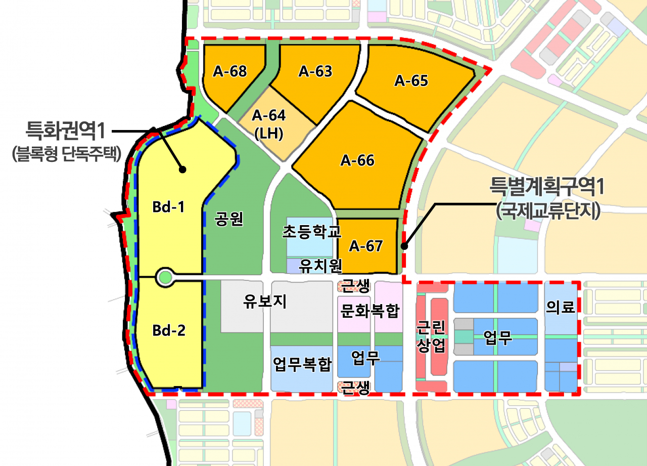 평택고덕 국제화계획지구 내 국제교류단지 토지이용계획도. [한국토지주택공사(LH) 제공]