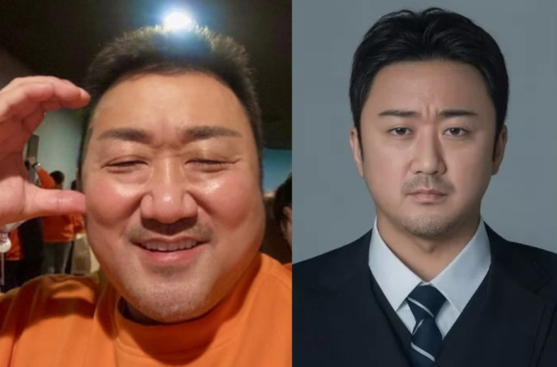 배우 마동석과 마동석의 AI 프로필 사진(오른쪽)