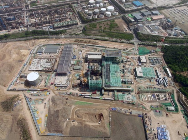 내년 상업가동을 목표로 건립 중인 SK가스의 세계 첫 LNG-LPG 듀얼 발전소인 울산 GPS의 모습 [SK가스 제공]