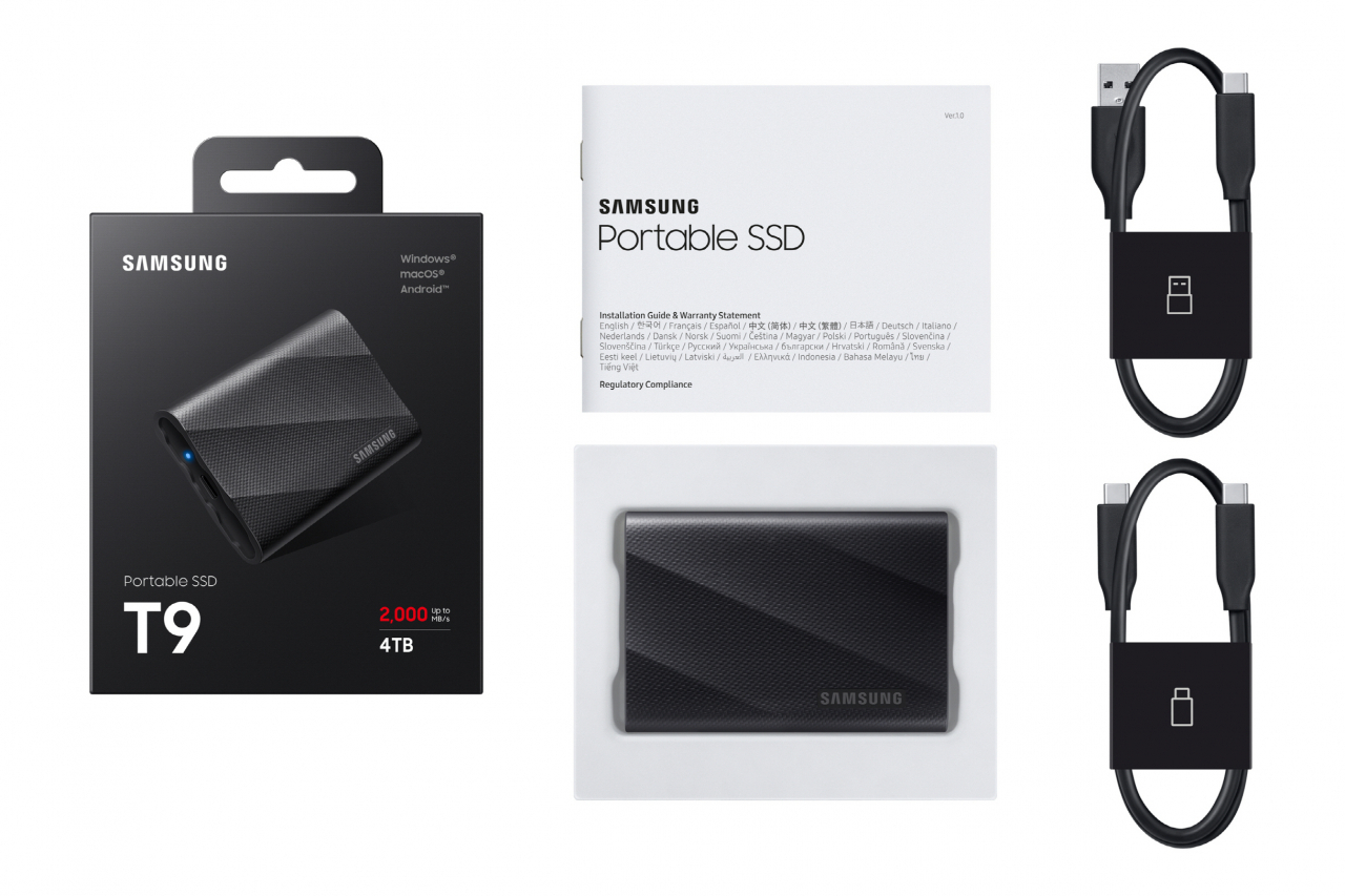 삼성전자가 출시한 초고속 포터블 SSD ‘T9’ 관련 제품들 모습[삼성전자 제공]