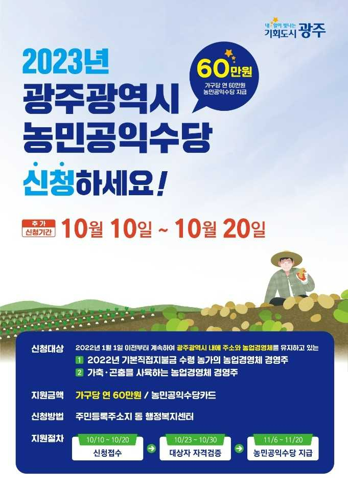 농민공익수당 신청 추가 접수
