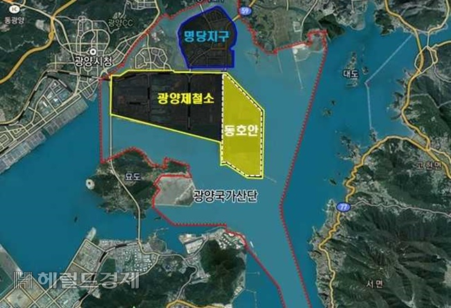 광양제철소 동호안 위치.