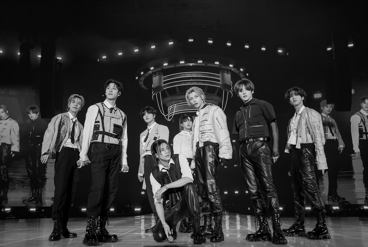 Stray Kids hold their third fan meet event, "Pilot: For 5-Star" at the KSPO Dome on July 1. (JYP Entertainment)