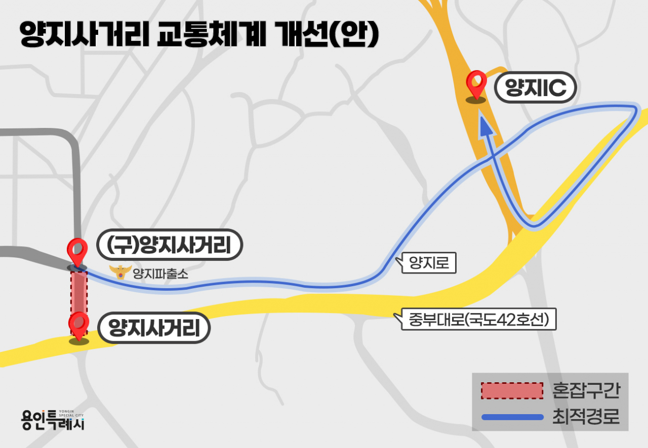 용인특례시가 양지사거리 교통난을 해소할 개선책을 마련했다.[용인시 제공]