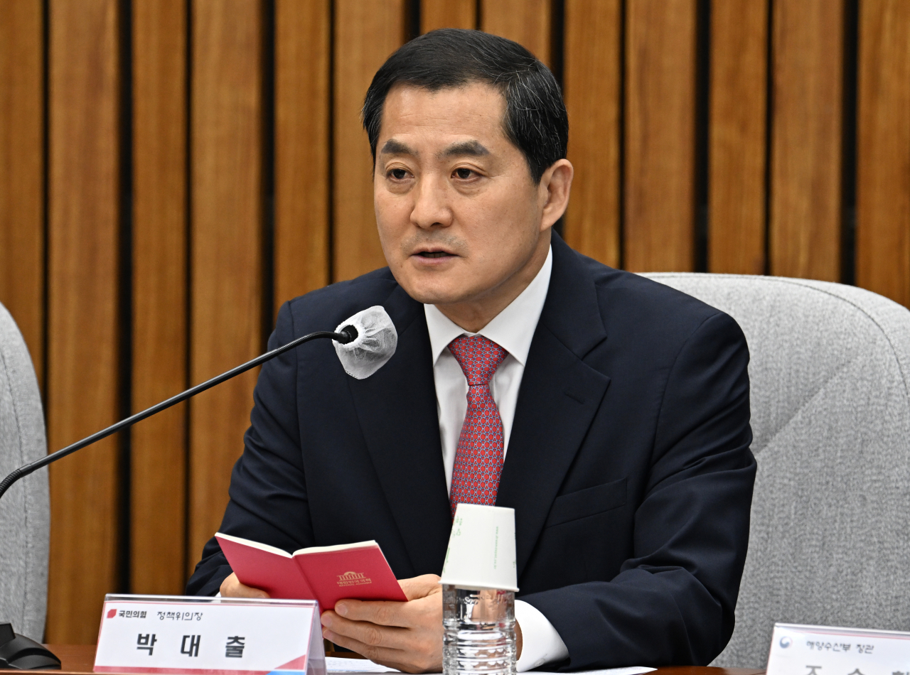 박대출 전 국민의힘 정책위의장이 지난 7일 서울 여의도 국회에서 열린 선원 일자리 혁신을 위한 민·당·정 협의회에 참석해 발언하고 있다. 임세준 기자