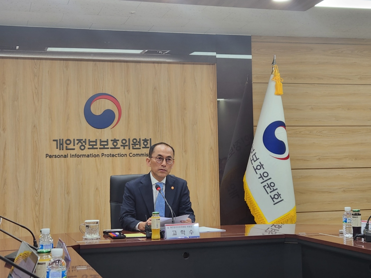 12일 진행된 취임 1주년 기자간담회에서 고학수 개인정보보호위원회 위원장이 발언하고 있다. [이영기 기자/20ki@]