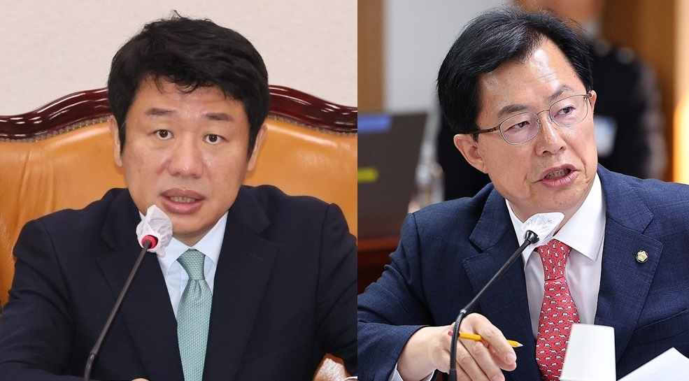국민의힘의 유의동 신임 정책위 의장(왼쪽), 이만희 신임 사무총장 [연합]