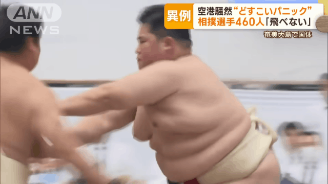 일본항공은 임시항공편을 편성해 스모 선수들을 분산해 탑승시켰다. [유튜브 ANNnewsCH]