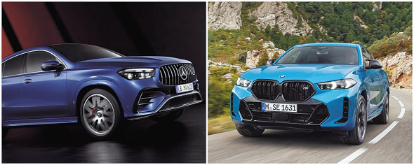 벤츠 ‘GLE 쿠페’(왼쪽)와 BMW ‘X6’ [벤츠 코리아·BMW 코리아 제공]