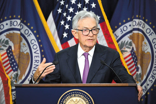 제롬 파월 미 연방준비제도(Fed·연준) 의장이 지난달 20일(현지시간) 연방공개시장위원회(FOMC)를 마친 뒤 워싱턴DC 연방준비은행에서 기자회견하고 있다. [연합]