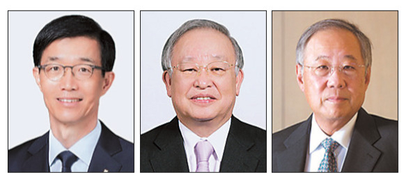 방문규(왼쪽부터) 산자부 장관과 손경식 경총 회장, 류진 한경협 회장