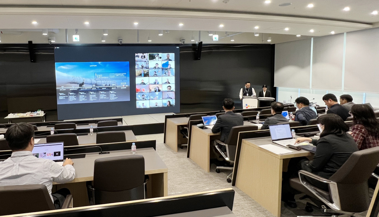 지난 19일 CJ대한통운이 본사와 글로벌 주요 계열사와 함께 기술 성과를 공유하고 있다. [CJ대한통운 제공]