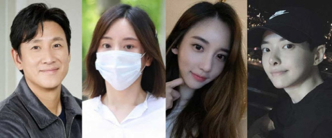 배우 이선균(왼쪽부터), 남양유업 창업주 외손녀 황하나, 연예인 지망생 한서희, 작곡가 정다은. [롯데엔터테인먼트·연합뉴스·한서희 SNS]