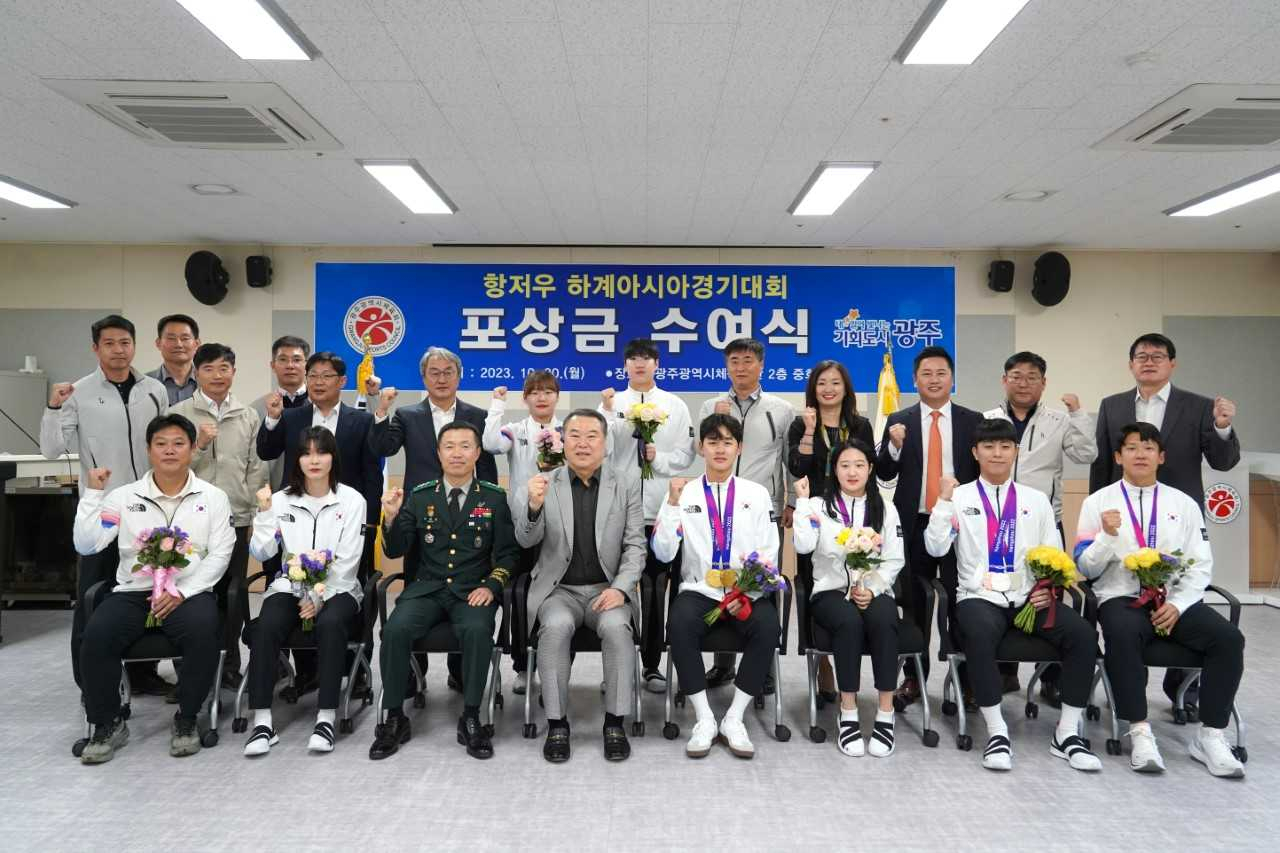 광주시체육회, 아시아경기대회 입상자 포상금 수여