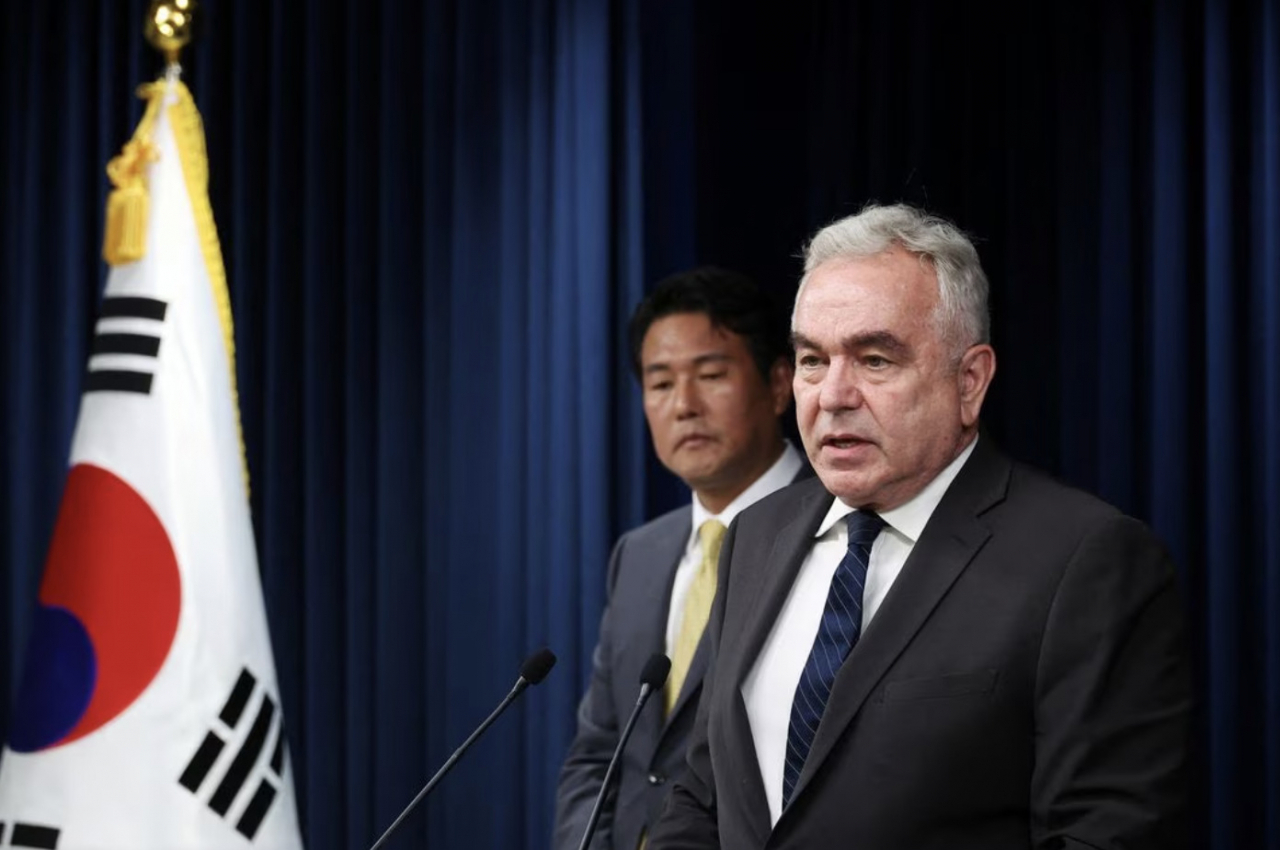 지난해 7월 커트 캠벨 미 백악관 국가안전보장회의(NSC) 인도·태평양 조정관이 서울 용산 대통령실 청사에서 열린 한미 핵협의그룹(NCG) 출범회의 관련 공동기자회견에서 발언을 하고 있다. [로이터]