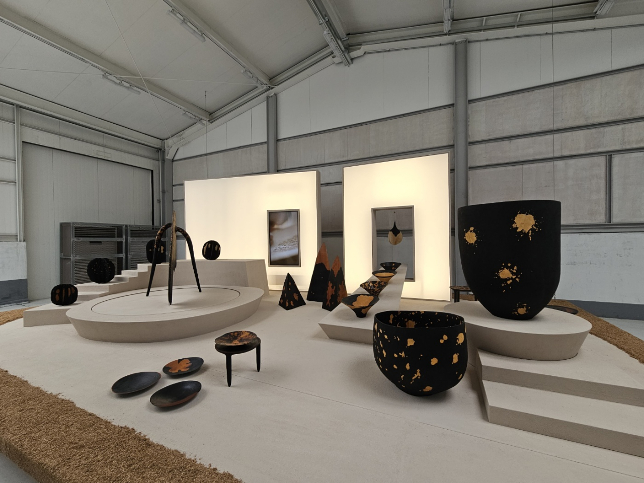 The thematic exhibition “Beautiful Endurance and Resonate Through Wood" curated by Yang Teo is seen at the inaugural Define Seoul, which kicked off Wednesday. (Park Yuna/The Korea Herald)
