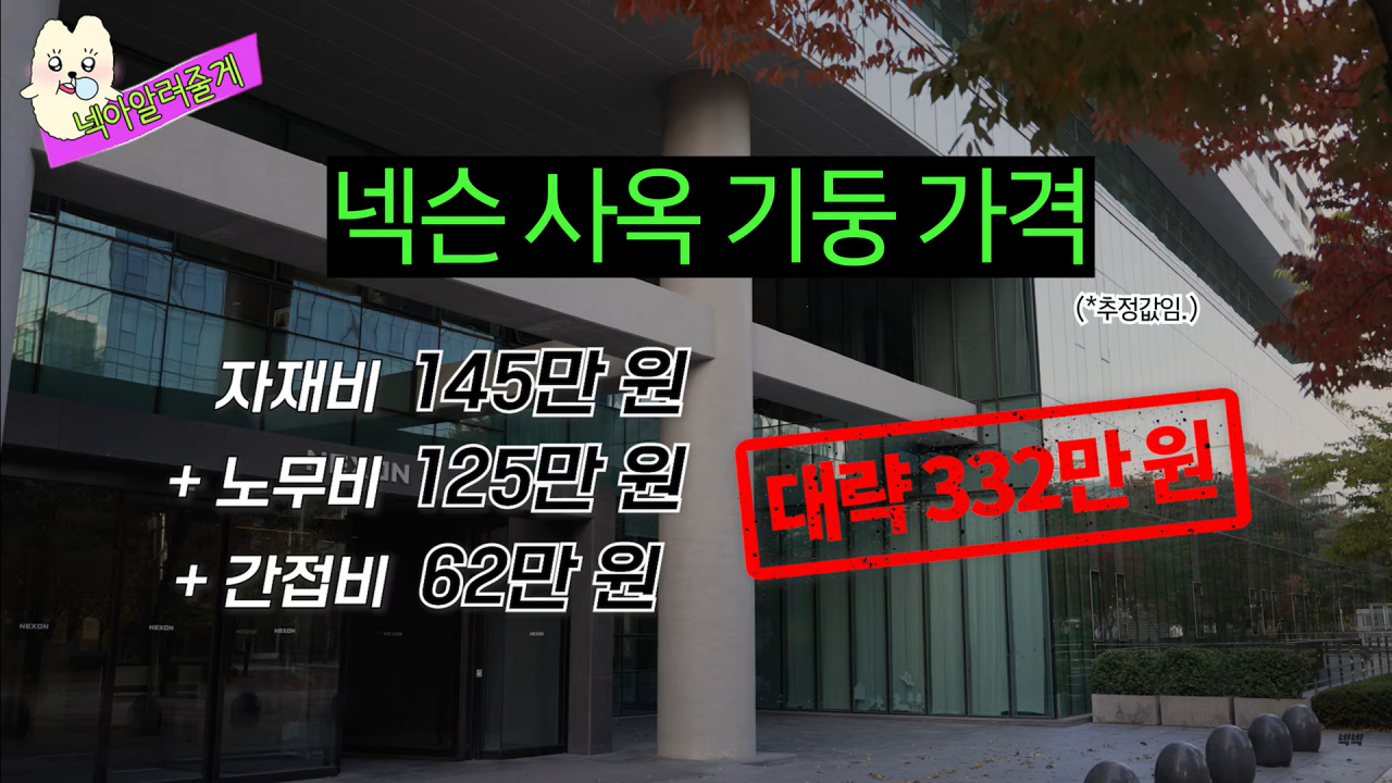 경기도 판교에 위치한 넥슨 사옥 기둥 가격. [유튜브 ‘넥넥’]