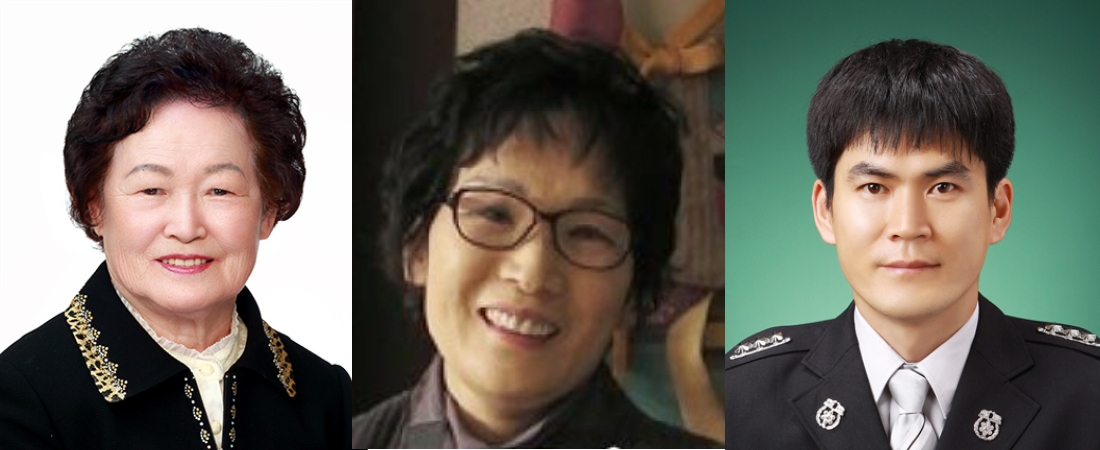 LG의인상을 수상한 김도순(왼쪽부터) 씨, 곽경희 씨, 남기엽 소방위 [LG 제공]