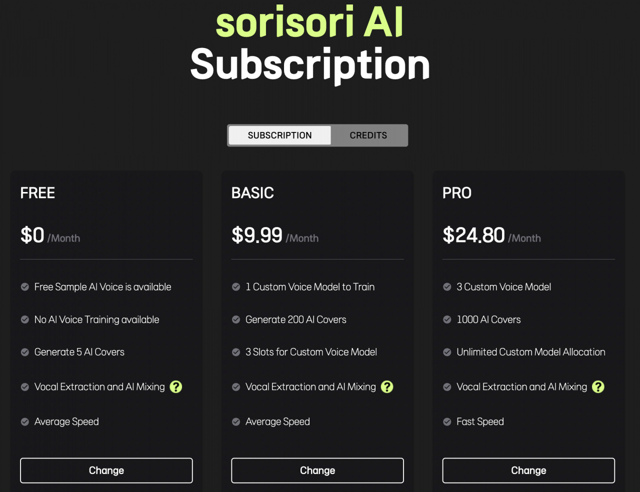 This screenshot shows the subscription page of Sorisori's official website. (Sorisori)