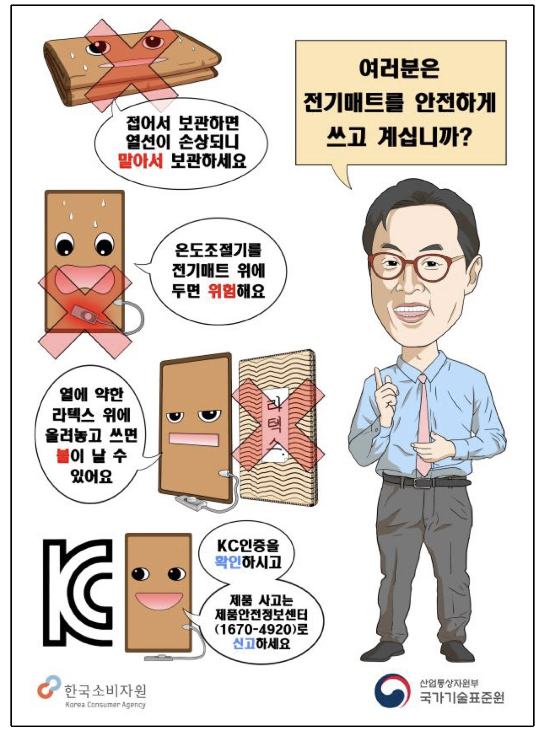 전기매트 화재사고 예방 홍보 포스터 [한국소비자원 제공]