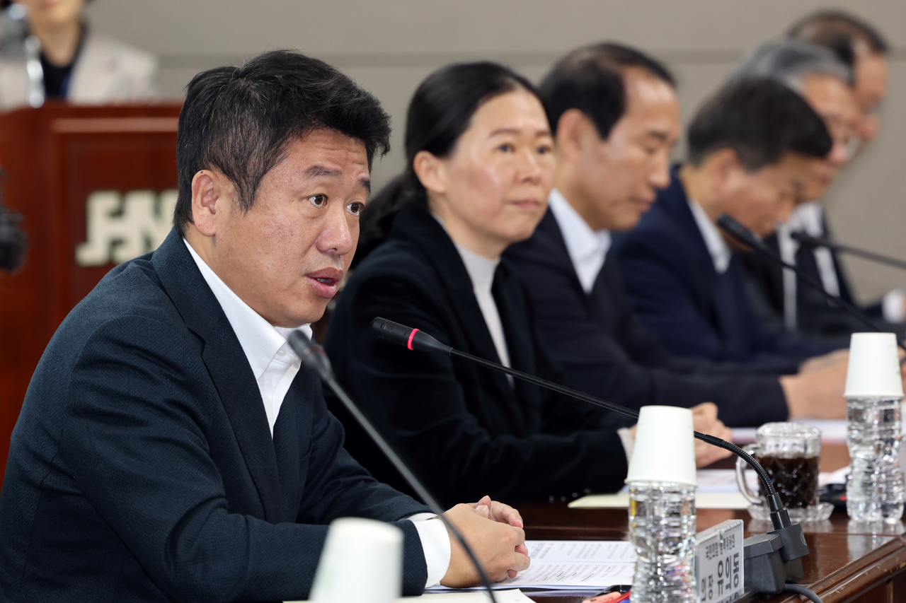 국민의힘 유의동 정책위원회 의장이 7일 오후 광주 광산구 하남산업단지관리공단 소회의실에서 열린 '국민의힘-대유위니아 협력 중소기업 현장 간담회'에서 모두발언을 하고 있다.[연합]