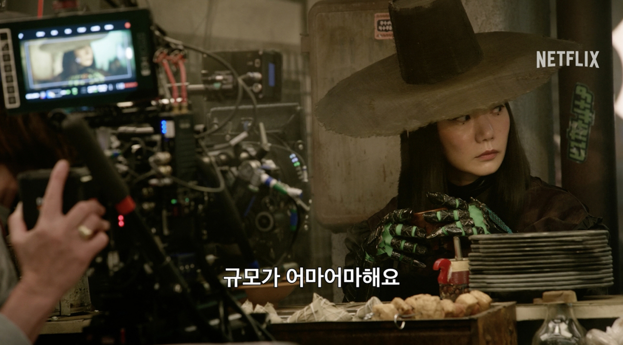 Still image of "Rebel Moon -- Part One: A Child of Fire" behind-the-scene trailer (Netflix)