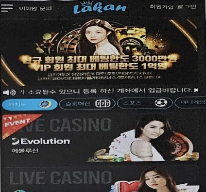 범행에 사용된 불법 도박사이트.