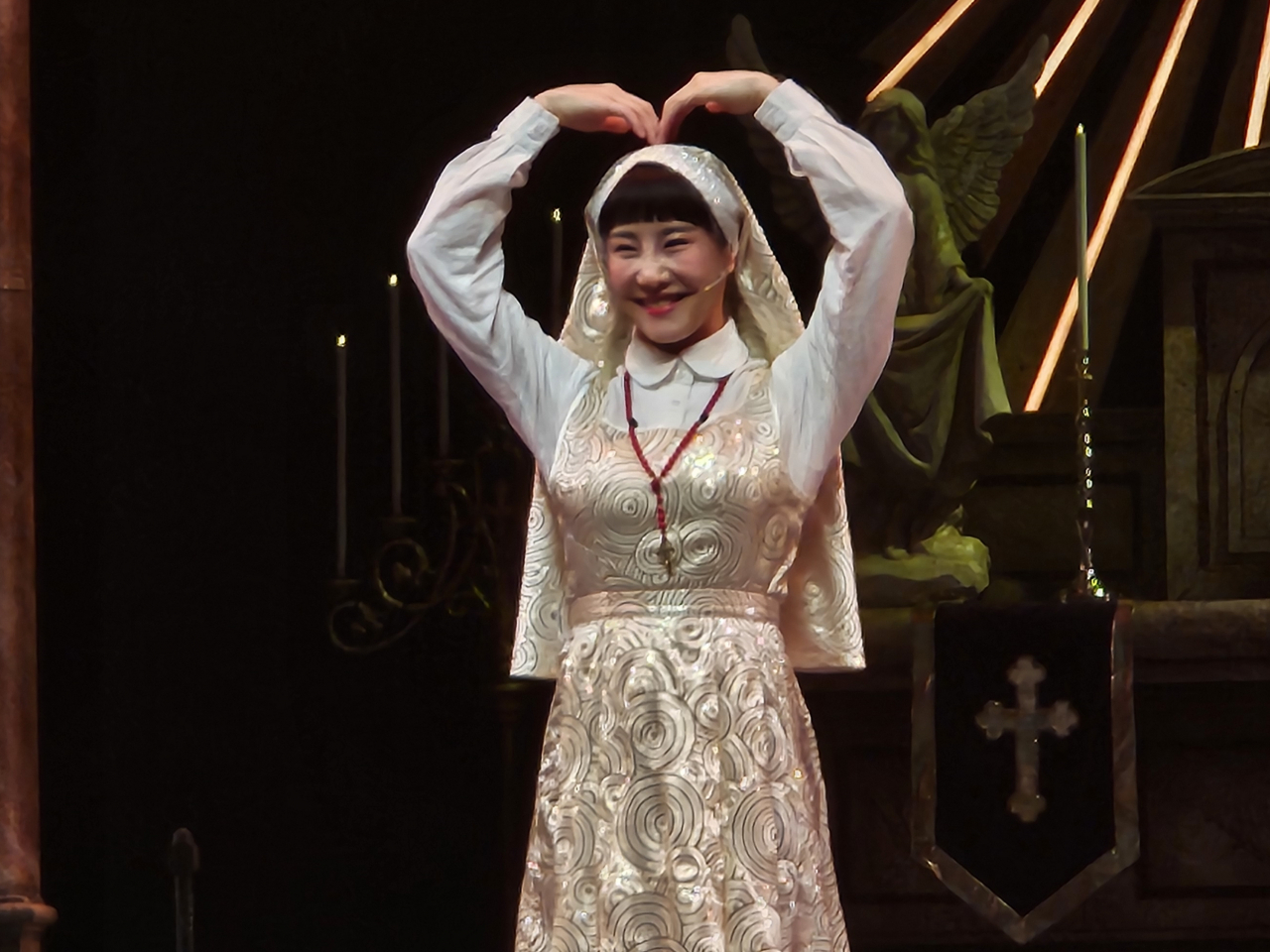 Kim So-hyang, who portrays Sister Mary Robert in stage musical "Sister Act," poses for a photo during a press conference Wednesday at D-cube Link Arts Center in Seoul. Kim was the first Asian cast member in the Asian tour of the original stage musical version “Sister Act” in 2017. (Yonhap)