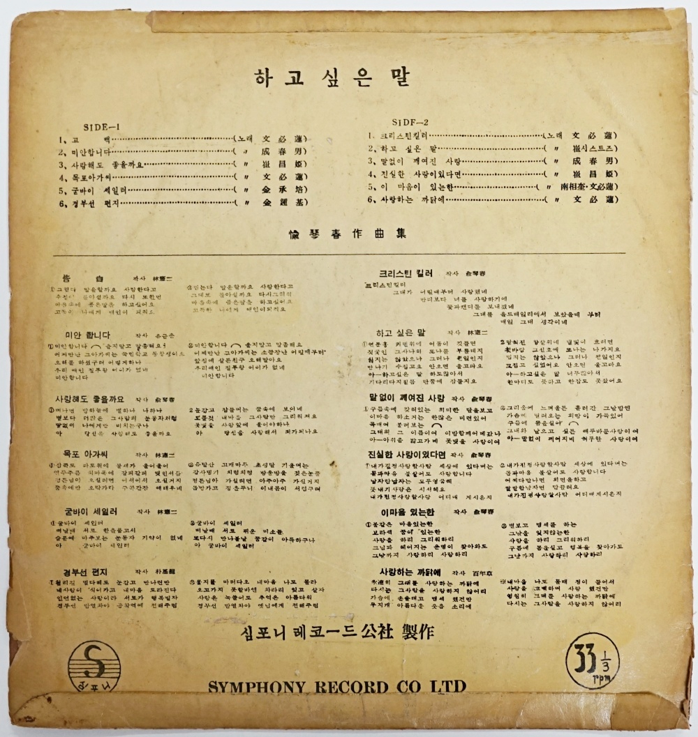 문주란이 본명 문필연으로 취입한 생애 첫 녹음 음반 '크리스틴 킬러' [코베이옥션 제공]