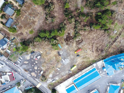 상공에서 바라본 제주시 조천읍 함덕리 71-2 일대 토지 [지지옥션 제공]