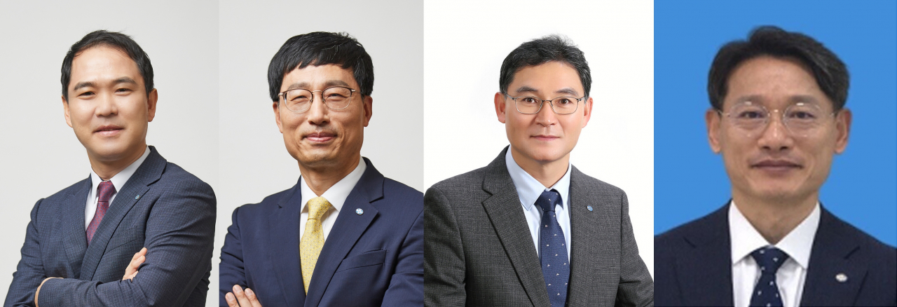 Sh수협은행이 부행장 인사를 단행했다. 신학기(왼쪽부터) 수석부행장, 정철균 기업그룹 부행장이 연임됐고 신임 부행장에 최민성 심사부장, 이준석 여의도종합금융본부장이 선임됐다. [Sh수협은행 제공]