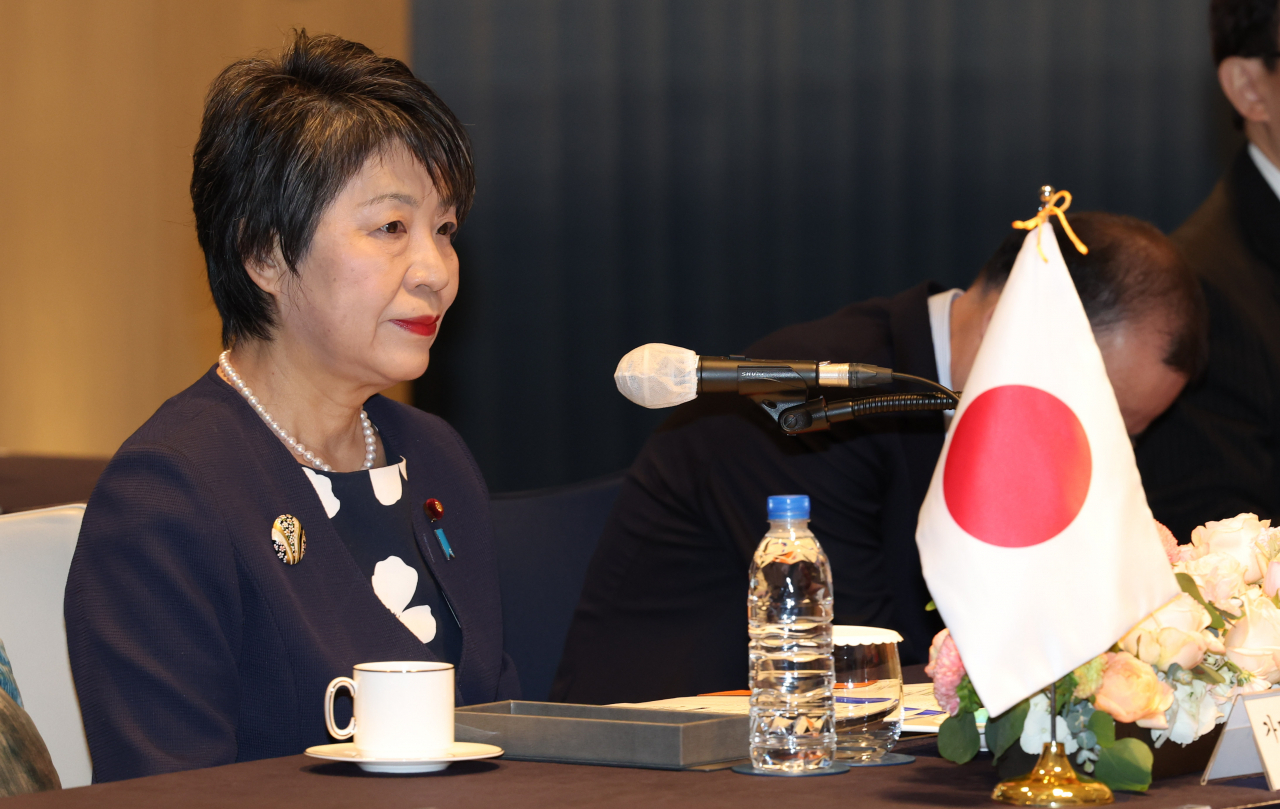 가미카와 요코 일본 외무상이 26일 오전 부산 해운대구 시그니엘부산에서 열린 한일 외교부장관 양자회담에 참석하고 있다. [연합]